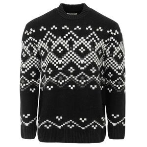 Firetrap Mens Fair Isle Polyester Blend Slim Casual Sweater / Black/Monochrome